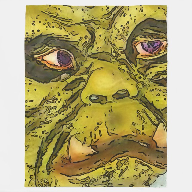 Tecknaden Creepy Turtle Monster Black Outline Fleecefilt (Framsidan)