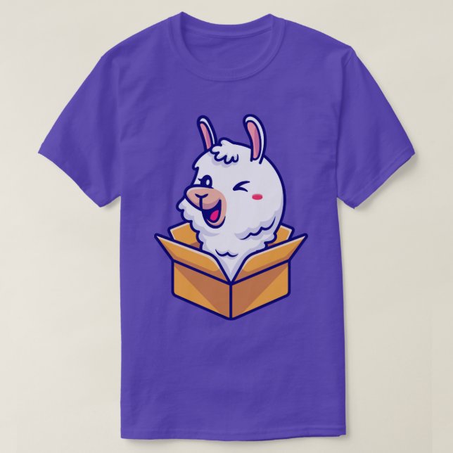 Tecknaden Cute Alpaca in Box T Shirt (Design framsida)