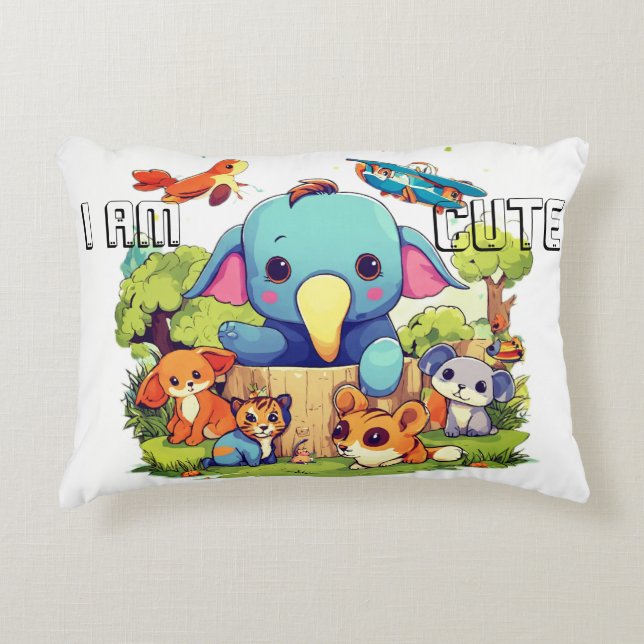 Tecknaden Cute Animal är söt. Prydnadskudde (Framsidan)