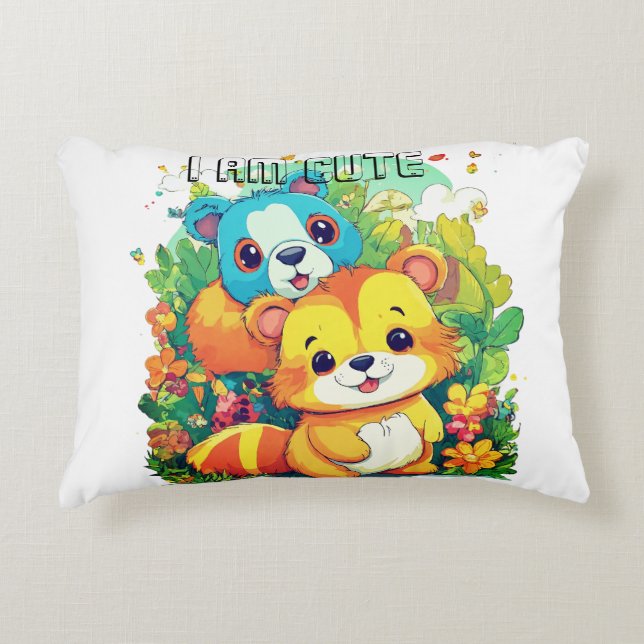 Tecknaden Cute Animal är söt. Prydnadskudde (Framsidan)