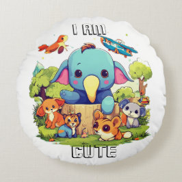 Tecknaden Cute Animal är söt. Rund Kudde