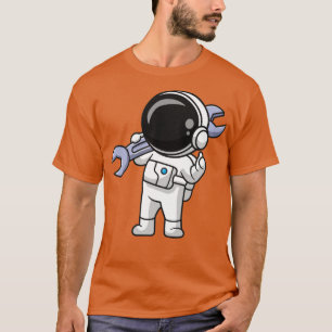 Tecknaden Cute Astronaut Holding Wrench T Shirt