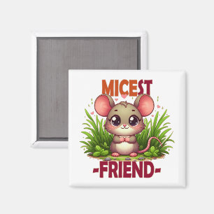 Tecknaden Cute baby Mouse i Micest Friend lustig p Magnet