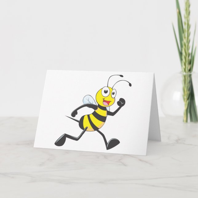Tecknaden Cute Bee kör Jogging Walking Shirt Kort (Framsida)