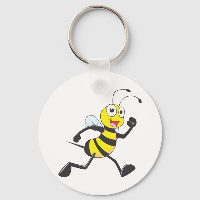 Tecknaden Cute Bee kör Jogging Walking Shirt Nyckelring (Framsida)