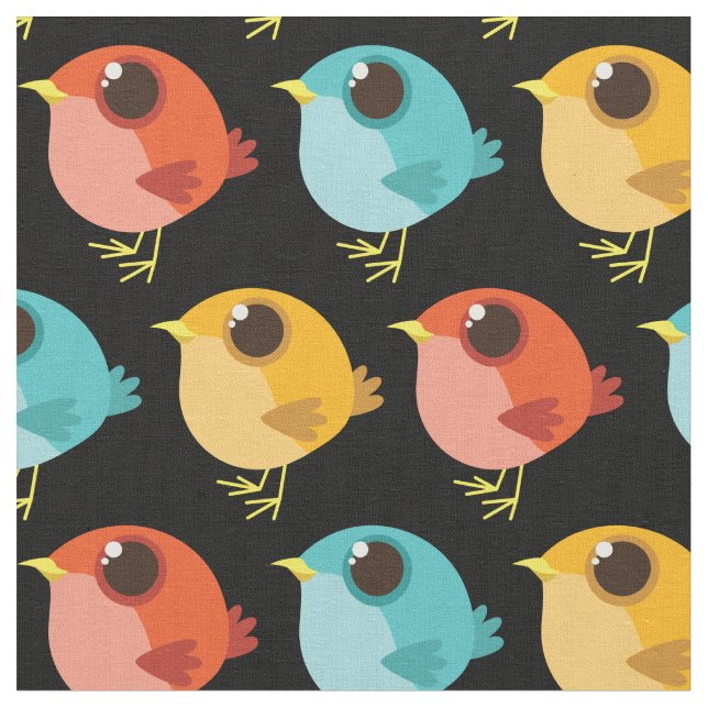 Tecknaden Cute Birds Kids Tyg (Närbild)