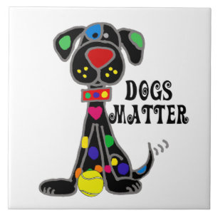Tecknaden Cute Black Hund Matter Kakelplatta