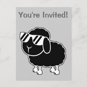 Tecknaden Cute Black Sheep Inbjudan Vykort