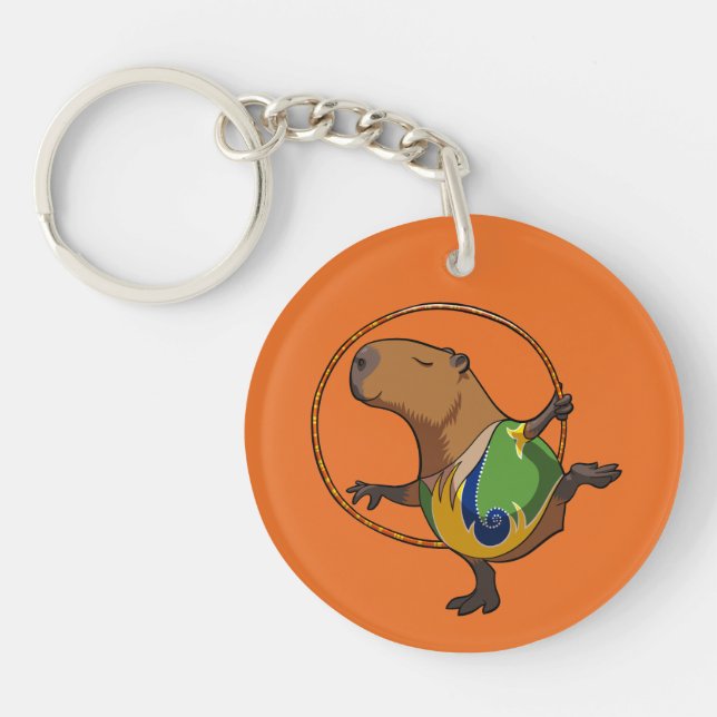 Tecknaden Cute Capybara Rhythmic Gymnastics Ring (Framsidan)