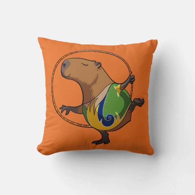 Tecknaden Cute Capybara Rhythmic Gymnastics Ring Kudde (Framsida)