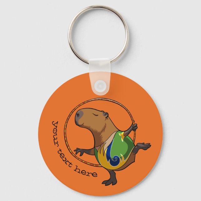 Tecknaden Cute Capybara Rhythmic Gymnastics Ring Nyckelring (Framsida)