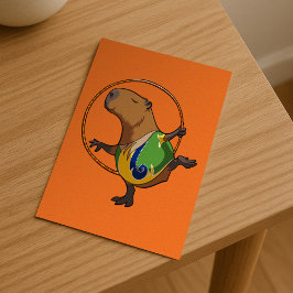 Tecknaden Cute Capybara Rhythmic Gymnastics Ring Vykort