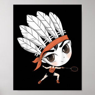 Tecknaden Cute Chibi Badminton Birdie Manga Poster