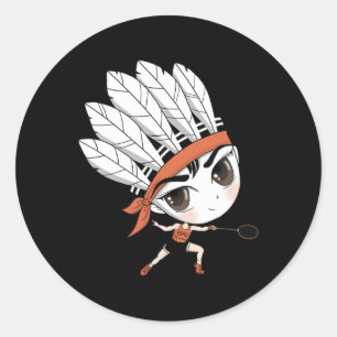 Tecknaden Cute Chibi Badminton Birdie Manga Runt Klistermärke