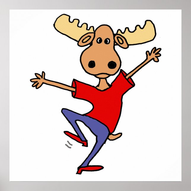 Tecknaden Cute Dancing Moose Poster (Framsidan)