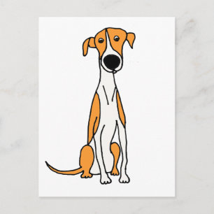 Tecknaden Cute Greyhound Hund Original Vykort