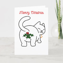 Tecknaden Cute jul Cat Pun Funny Cat Helgkort