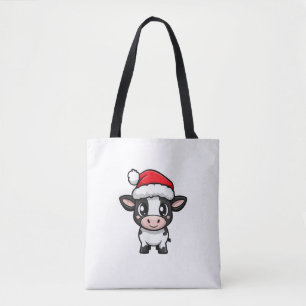Tecknaden Cute jul Cow Julafton Tygkasse