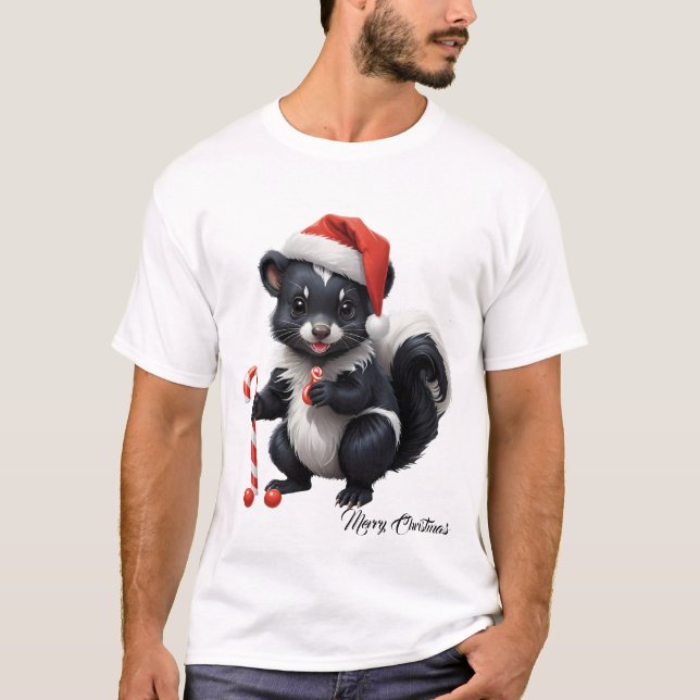 Tecknaden Cute jul Skunk T Shirt (Framsida)