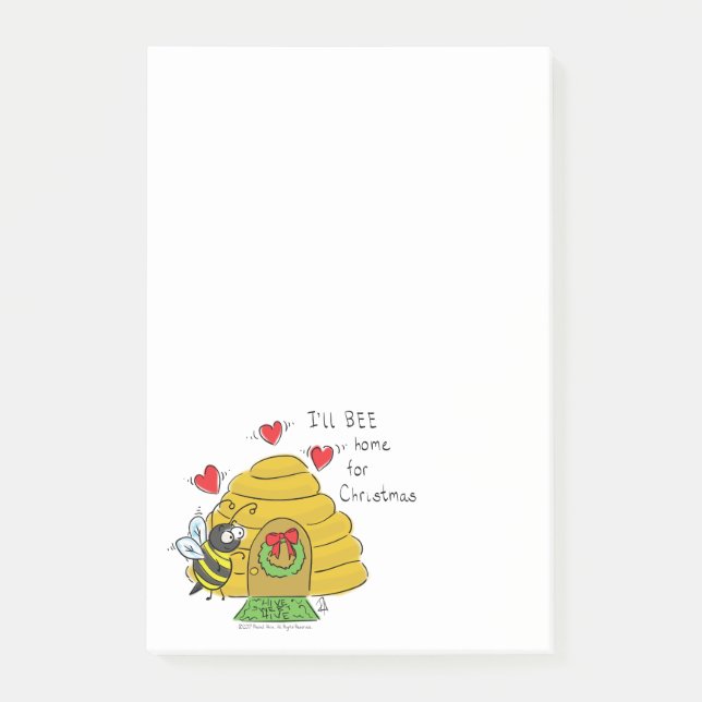 Tecknaden Cute Julbé - lustigt Helgdag Post-it Block (Framsida)