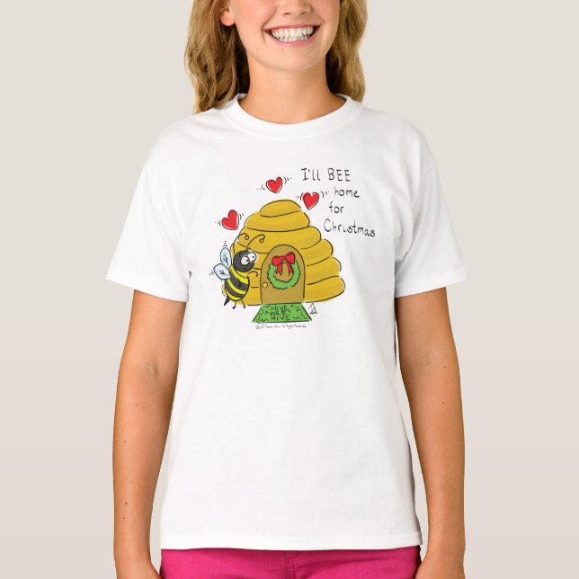 Tecknaden Cute Julbé - lustigt Helgdag T Shirt (Framsida)