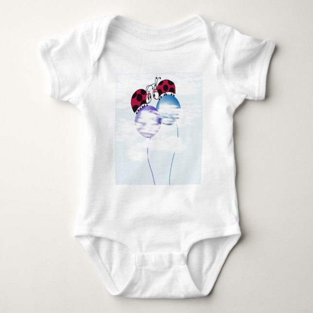 Tecknaden Cute Ladybug och Colorful Balloons Tee (Framsida)