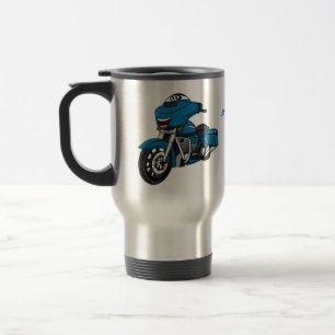 Tecknaden Cute lycklig blå motorcykel Resemugg