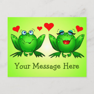 Tecknaden Cute Lycklig Grönt Frogs Anpassningsbar Vykort