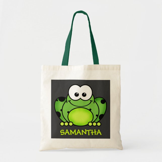Tecknaden Cute Personlig Frog Bag Tygkasse (Framsidan)