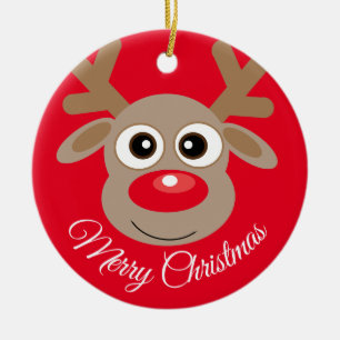 Tecknaden Cute Reindeer Jul Red Julgransprydnad Keramik