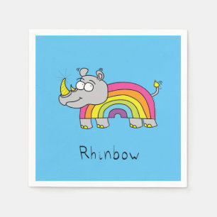 Tecknaden Cute Rhino Rainbow Rhinoceros Kids Pappersservett