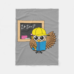 Tecknaden Cute School Student Uggla Fleecefilt