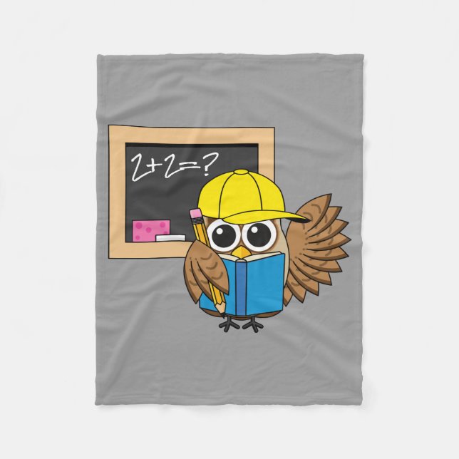 Tecknaden Cute School Student Uggla Fleecefilt (Framsidan)