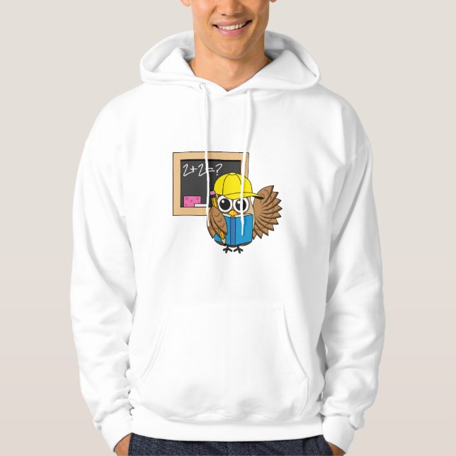 Tecknaden Cute School Student Uggla Hoodie (Framsida)