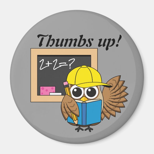 Tecknaden Cute School Student Uggla | Lägg till te Magnet (Framsidan)