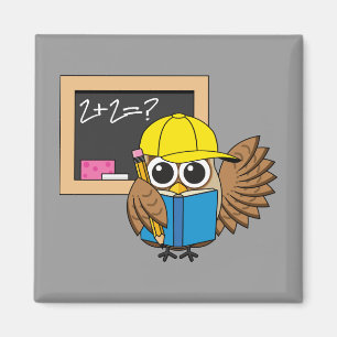 Tecknaden Cute School Student Uggla Magnet