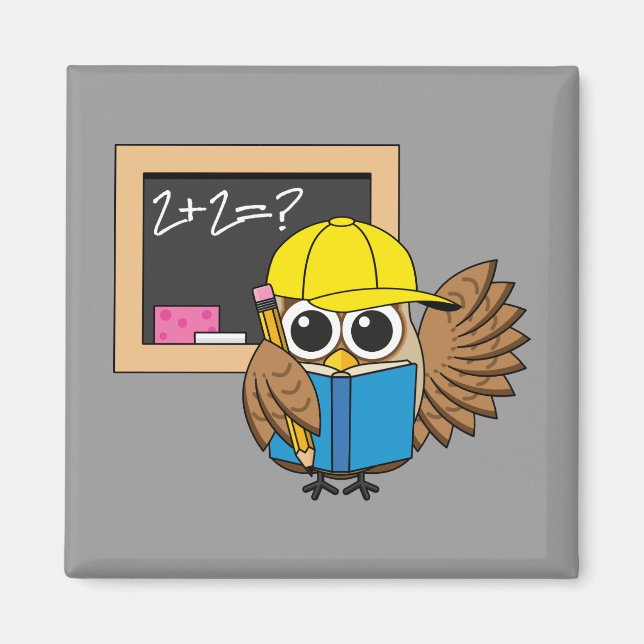 Tecknaden Cute School Student Uggla Magnet (Framsidan)