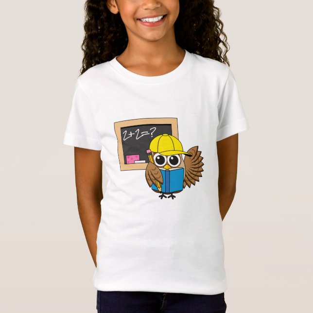 Tecknaden Cute School Student Uggla T Shirt (Framsida)