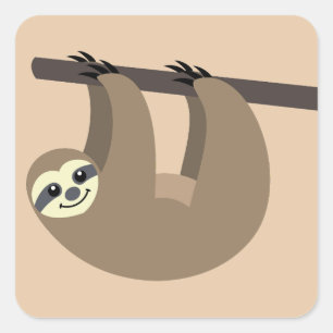Tecknaden Cute Sloth Fyrkantigt Klistermärke