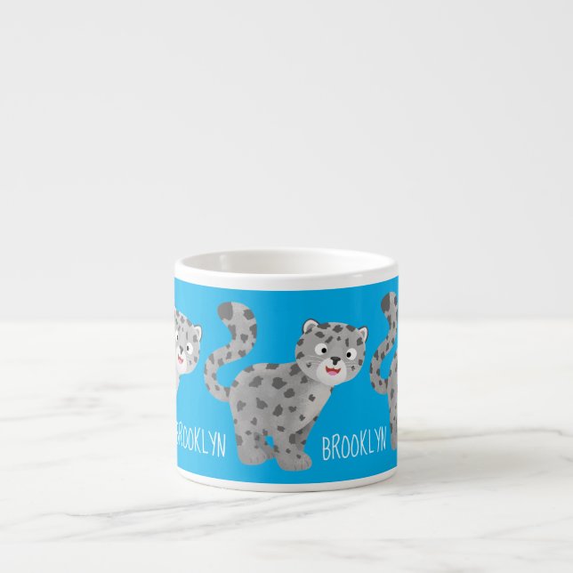 Tecknaden Cute snö leopard Espressomugg (Framsidan)