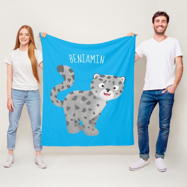 Tecknaden Cute snö leopard Fleecefilt (På plats)