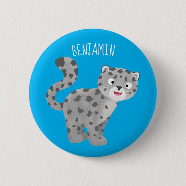 Tecknaden Cute snö leopard Knapp (Framsida)