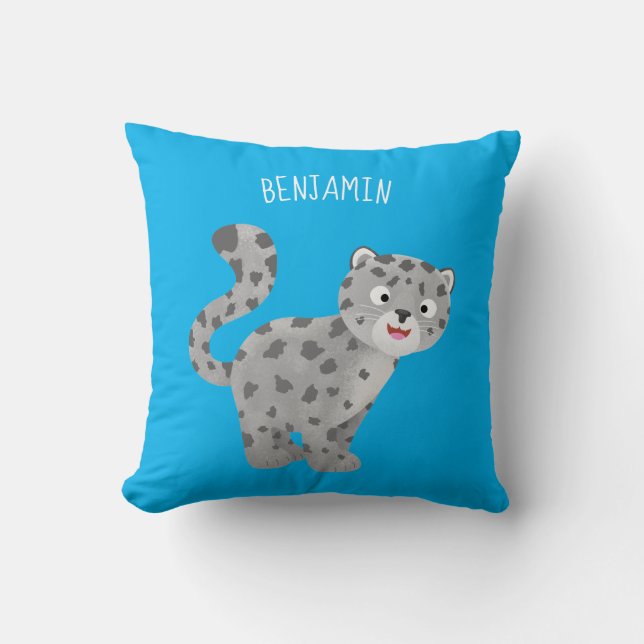 Tecknaden Cute snö leopard Kudde (Framsida)
