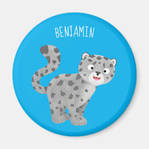 Tecknaden Cute snö leopard Magnet