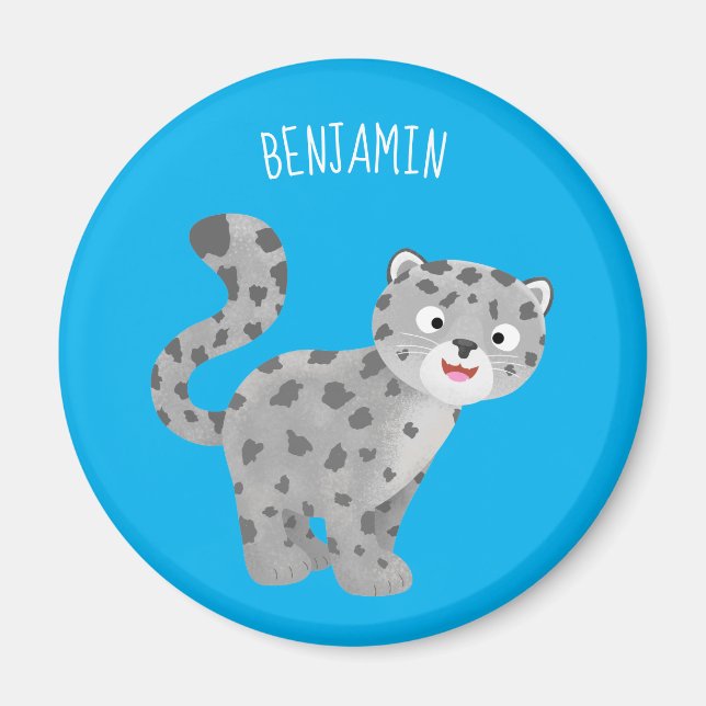 Tecknaden Cute snö leopard Magnet (Framsidan)