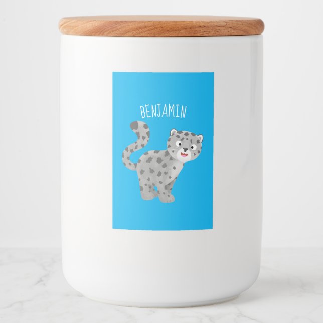 Tecknaden Cute snö leopard Mat Etikett (Framsida)