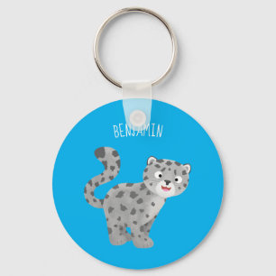 Tecknaden Cute snö leopard Nyckelring