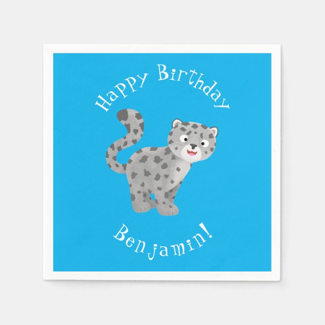 Tecknaden Cute snö leopard Pappersservett (Framsidan)
