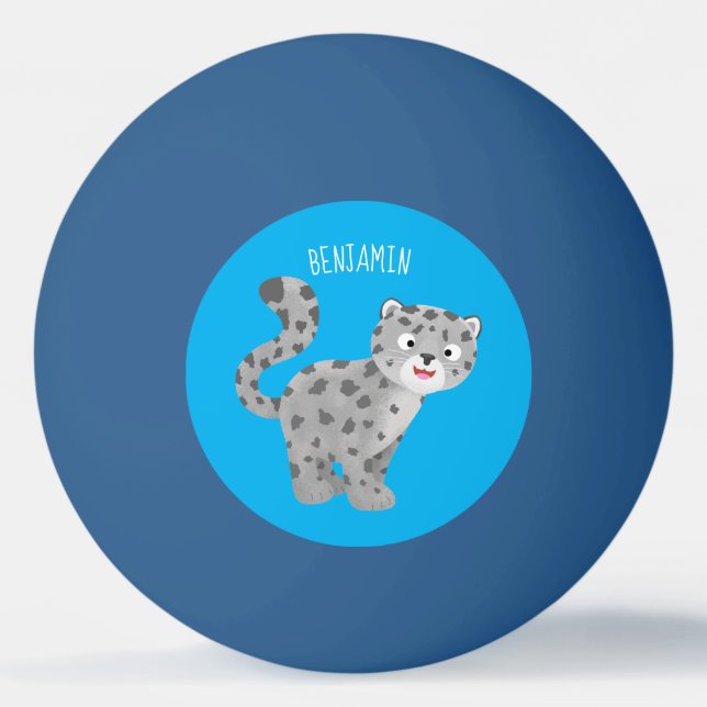 Tecknaden Cute snö leopard Pingisboll (Framsidan)