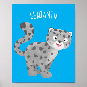 Tecknaden Cute snö leopard Poster